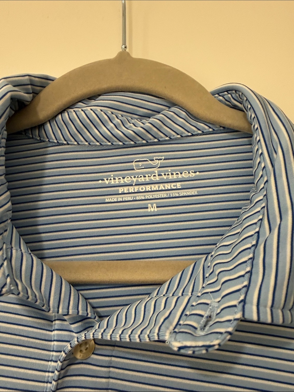 Vineyard Vines Light Blue & White Striped Performance Polo - Picture 3 of 4